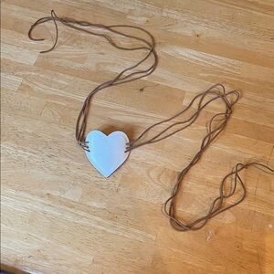 One of a Kind White Leather Heart Belt or Thong